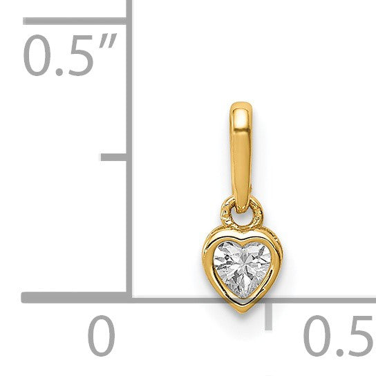 14K 4mm CZ Bezel Heart Pendant
