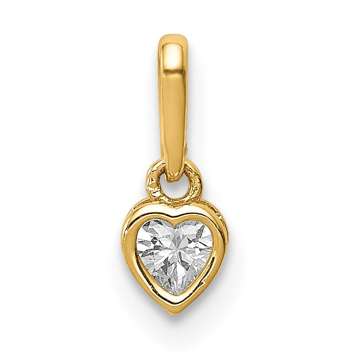 14K 4mm CZ Bezel Heart Pendant