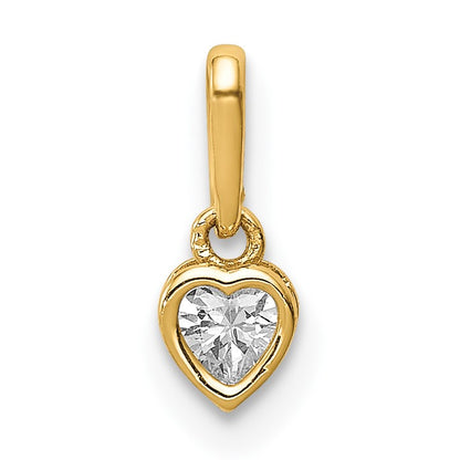 14K 4mm CZ Bezel Heart Pendant