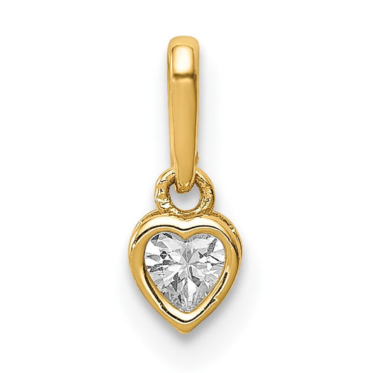 14K 4mm CZ Bezel Heart Pendant