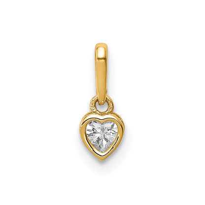 14K CZ Heart Dangle Pendant