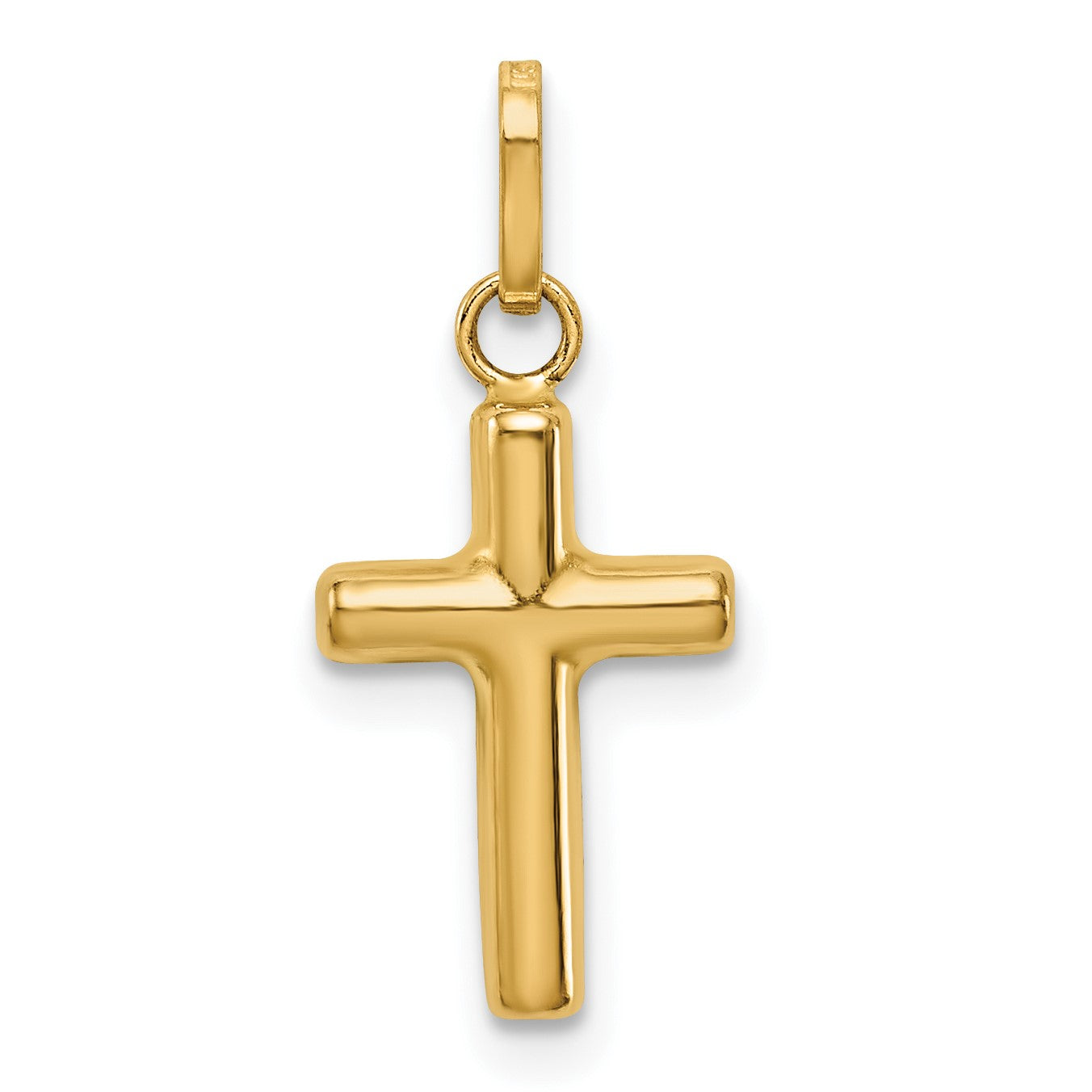 14k and White Rhodium Polished Hollow Crucifix Charm