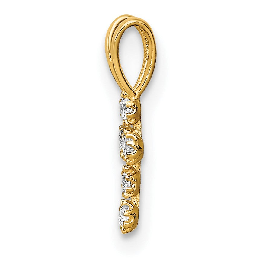 14K Tiny CZ Cross Pendant