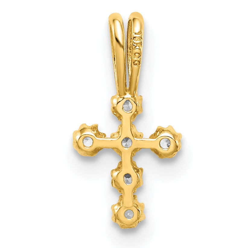 14K Tiny CZ Cross Pendant