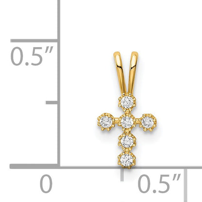 14K Tiny CZ Cross Pendant