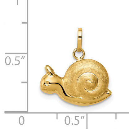 14k Hollow Satin and Polished Snail Charm
