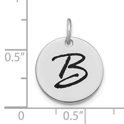 14kw Polished Black Enamel Letter B Initial Disk Charm