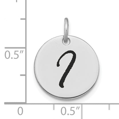 14kw Polished Black Enamel Letter I Initial Disk Charm
