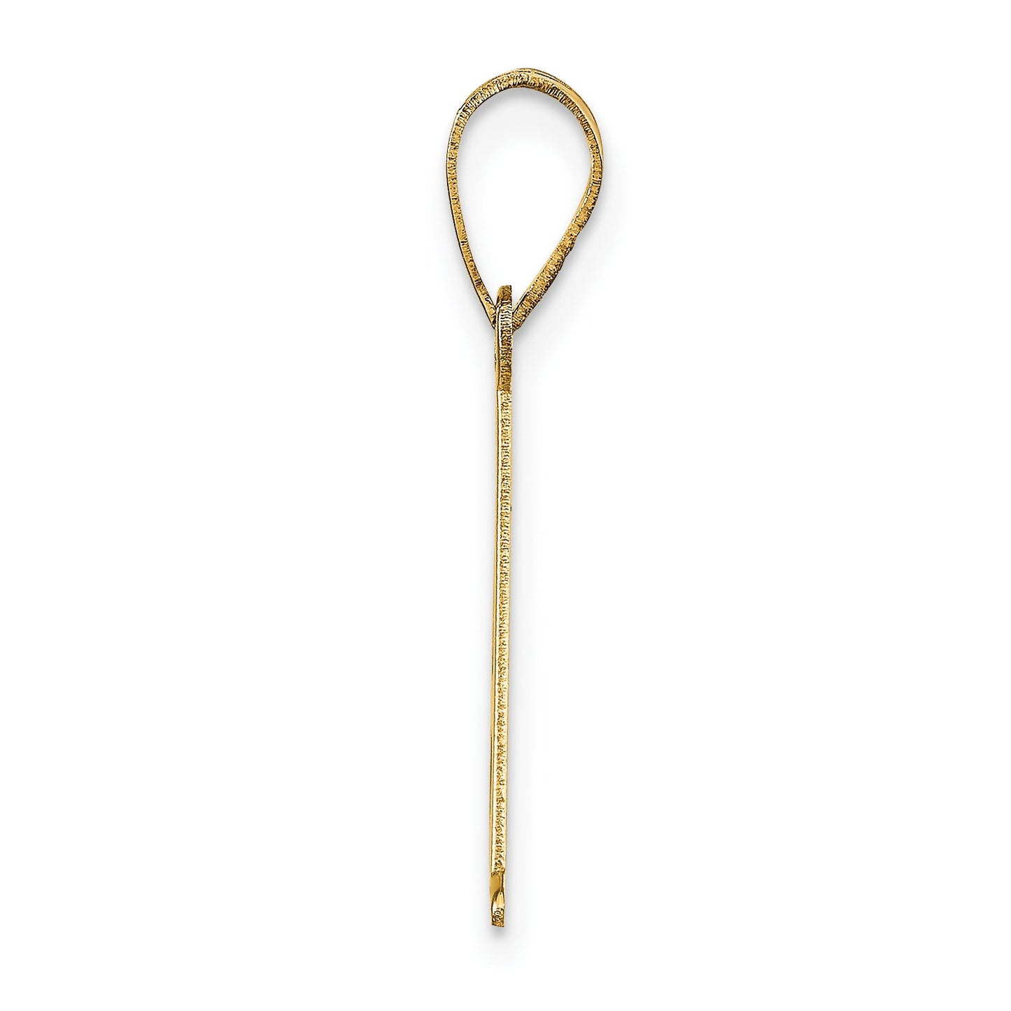 14k Polished Etched Letter A Initial Pendant