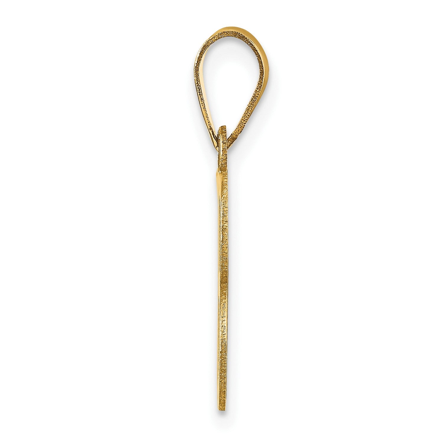 14k Polished Etched Letter B Initial Pendant