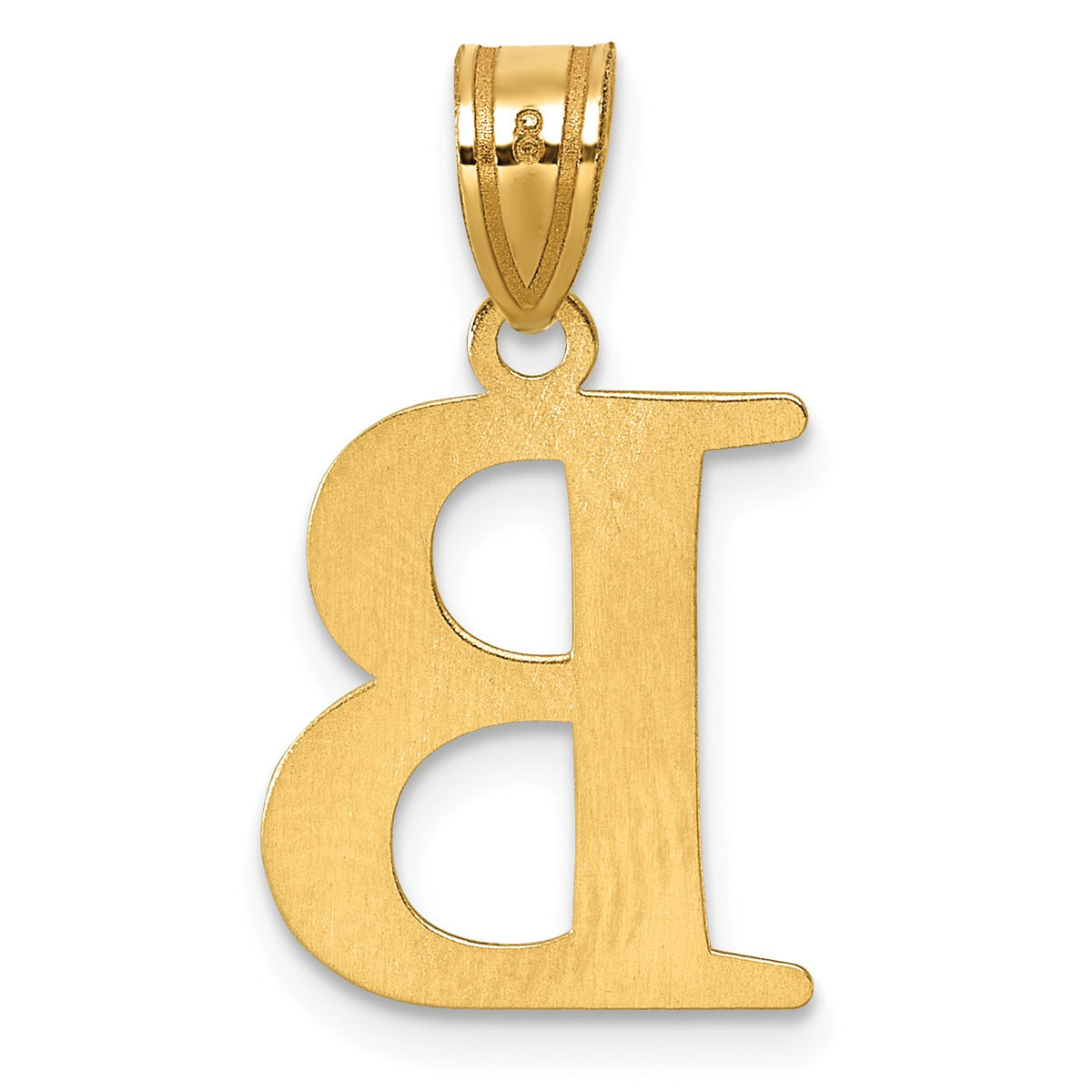 14k Polished Etched Letter B Initial Pendant
