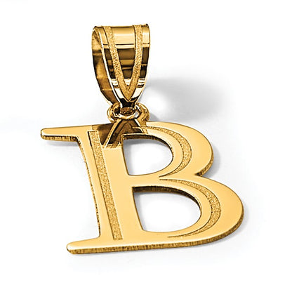 14k Polished Etched Letter B Initial Pendant