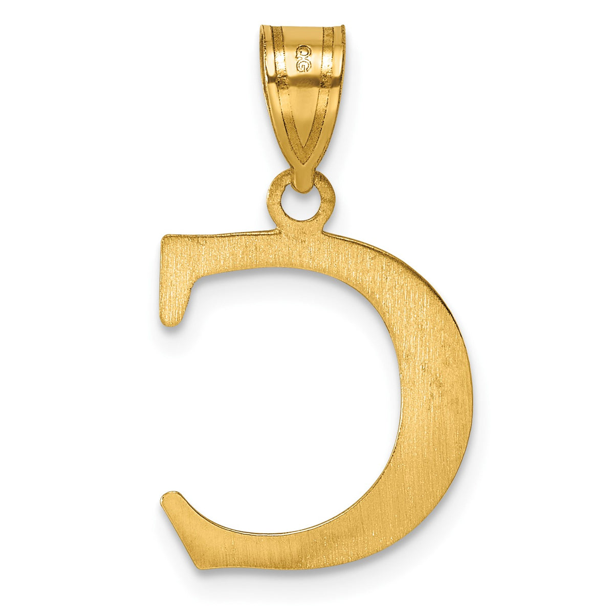 14k Polished Etched Letter C Initial Pendant
