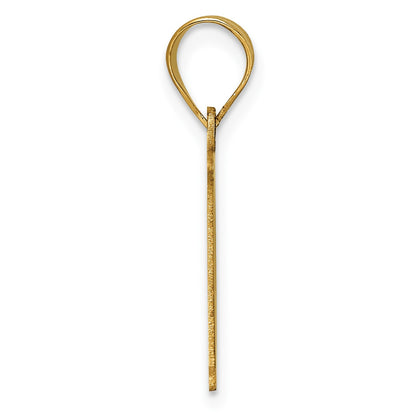 14k Polished Etched Letter D Initial Pendant