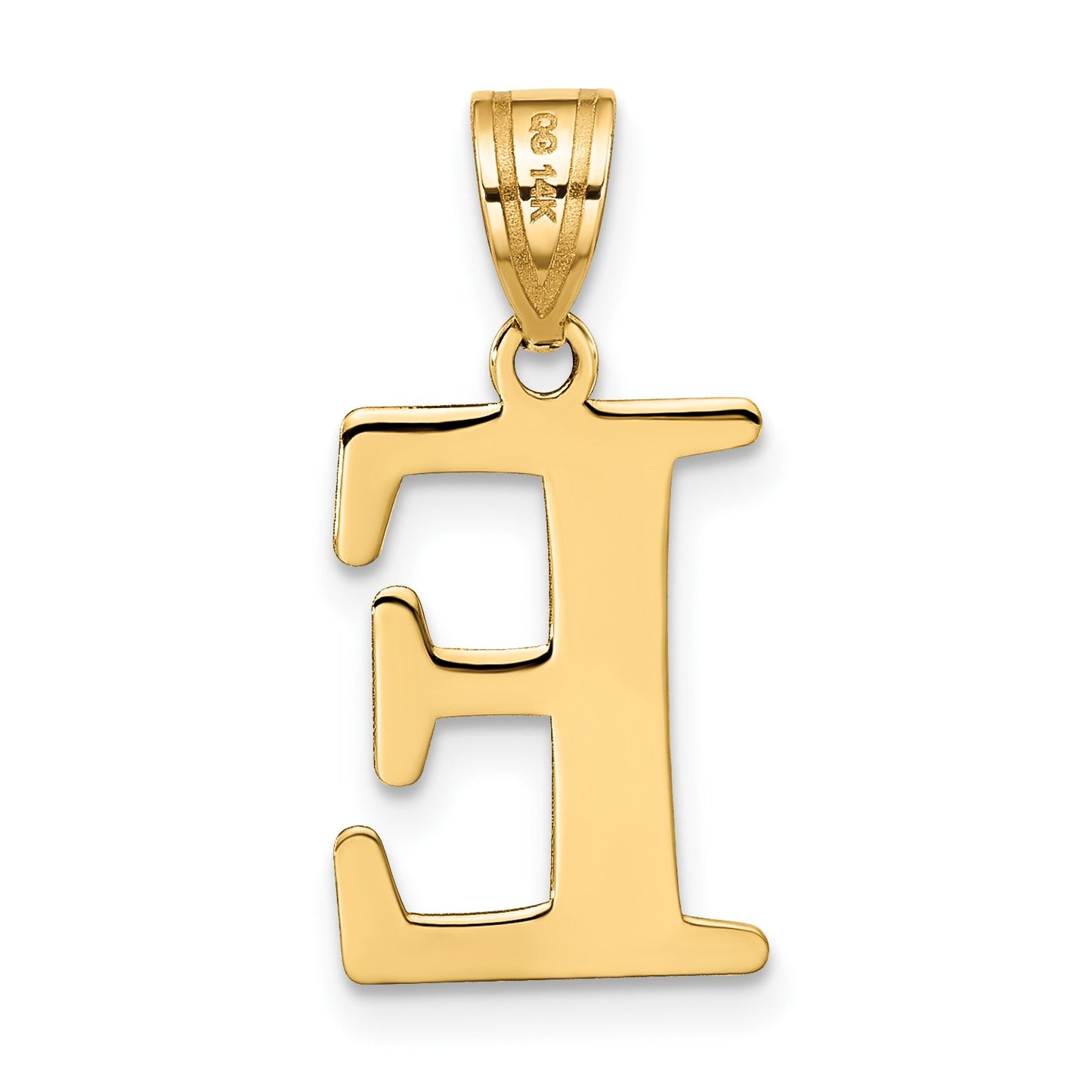 14k Polished Etched Letter E Initial Pendant