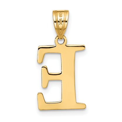 14k Polished Etched Letter E Initial Pendant