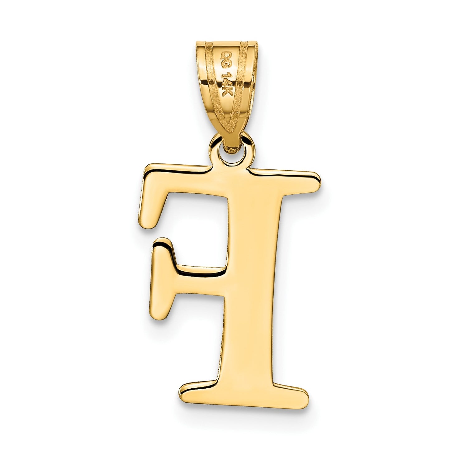 14k Polished Etched Letter F Initial Pendant