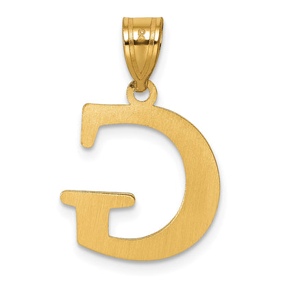 14k Polished Etched Letter G Initial Pendant