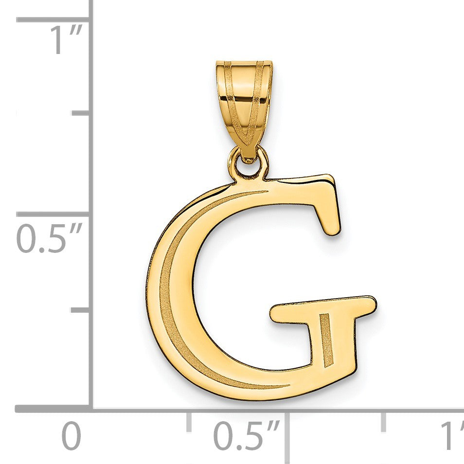 14k Polished Etched Letter G Initial Pendant