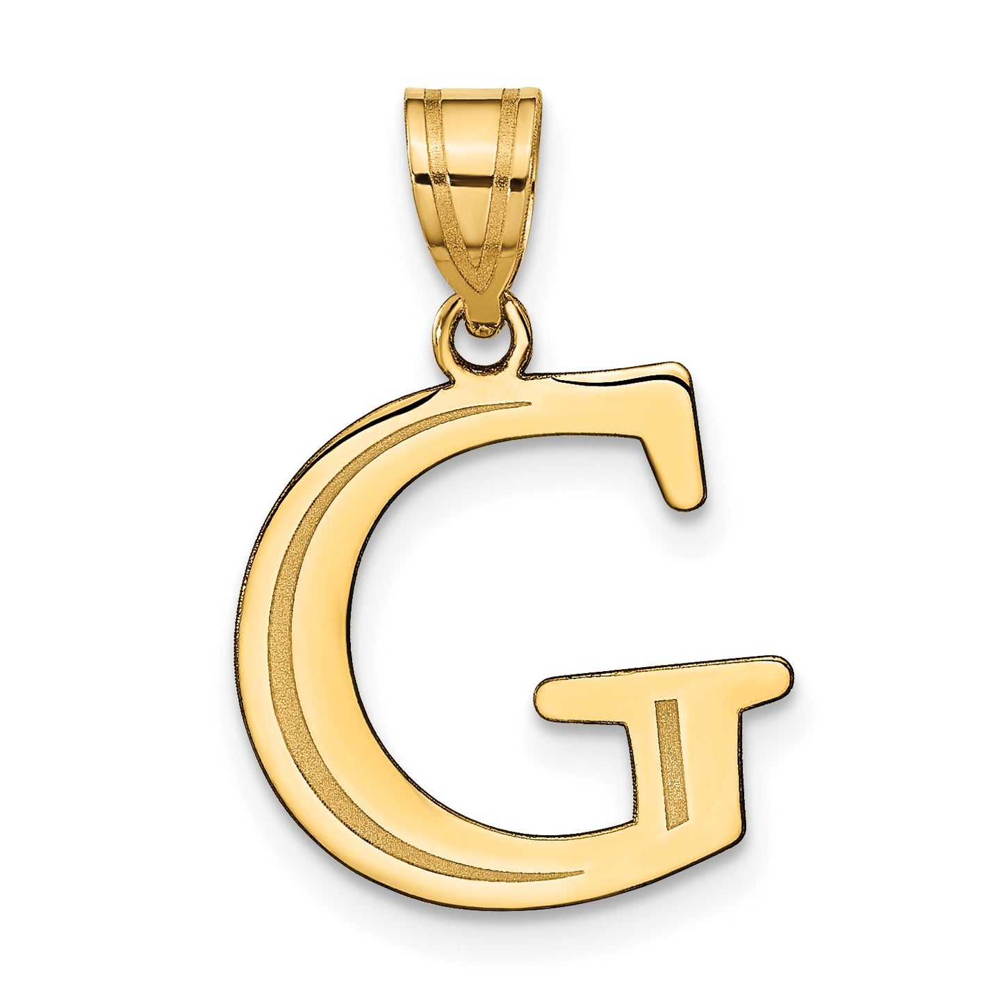 14k Polished Etched Letter G Initial Pendant