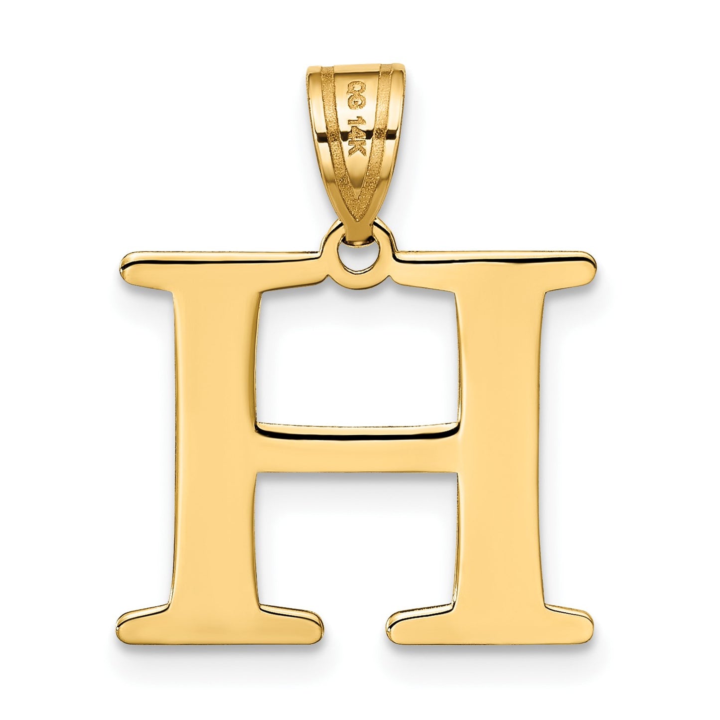 14k Polished Etched Letter H Initial Pendant
