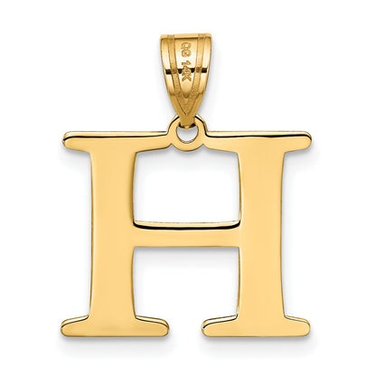14k Polished Etched Letter H Initial Pendant