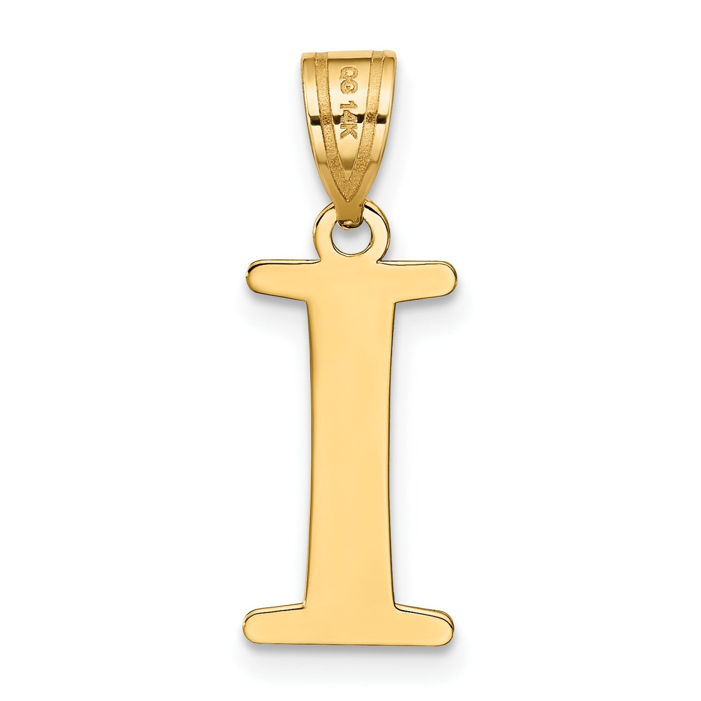 14k Polished Etched Letter I Initial Pendant