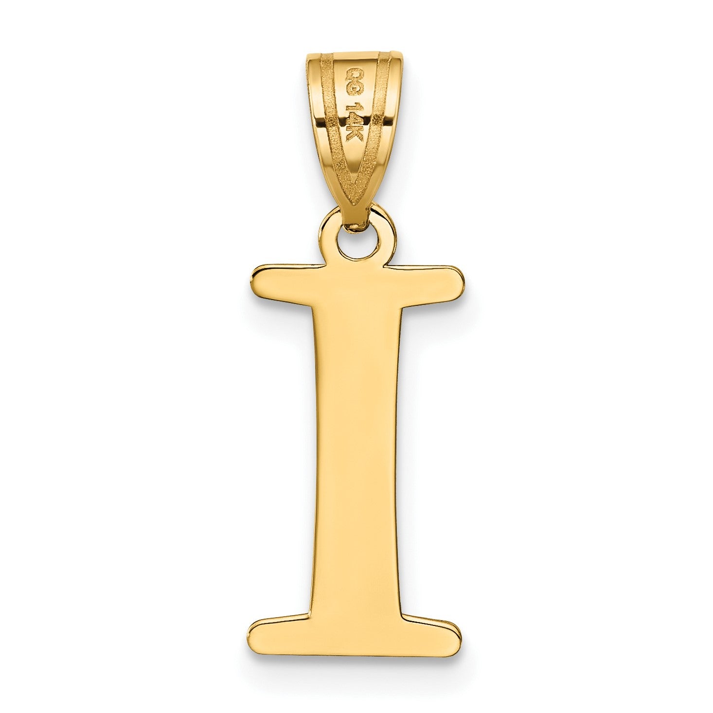 14k Polished Etched Letter I Initial Pendant
