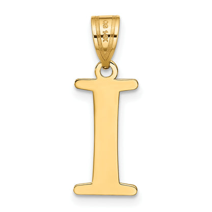 14k Polished Etched Letter I Initial Pendant