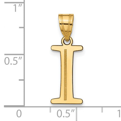 14k Polished Etched Letter I Initial Pendant