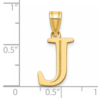 14k Polished Etched Letter J Initial Pendant