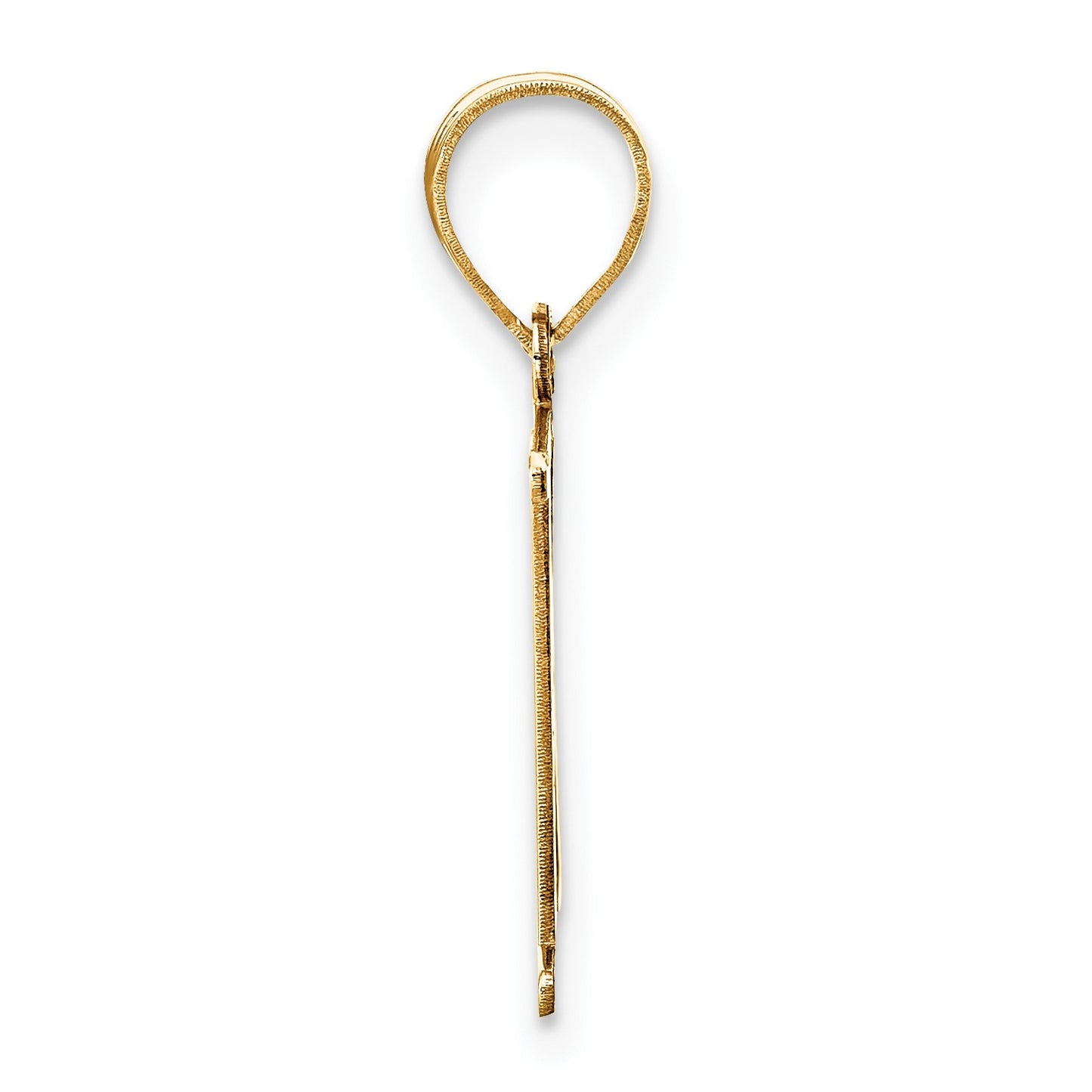 14k Polished Etched Letter K Initial Pendant