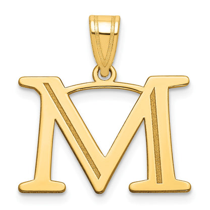 14k Polished Etched Letter M Initial Pendant