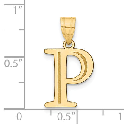 14k Polished Etched Letter P Initial Pendant