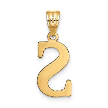 14k Polished Etched Letter S Initial Pendant