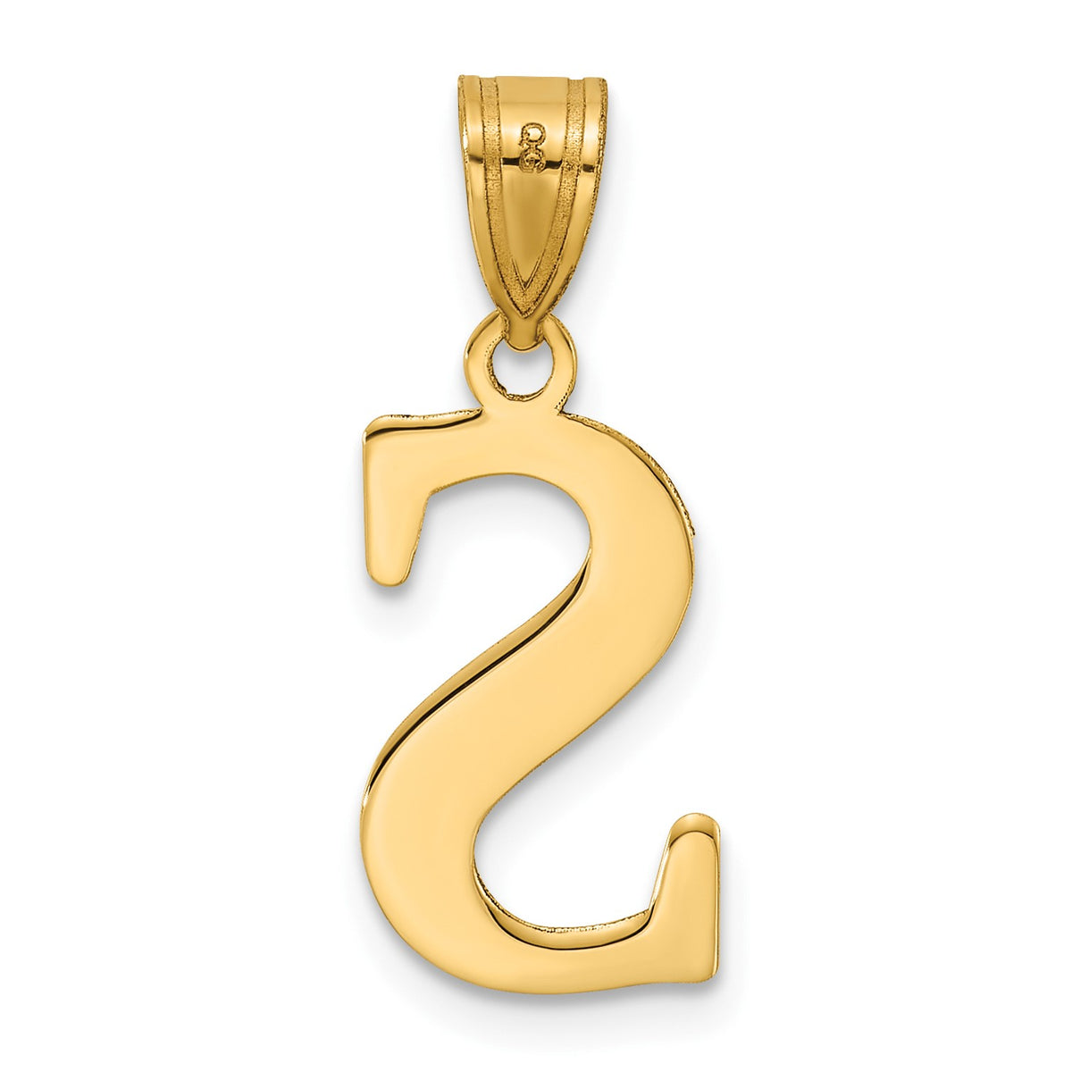 14k Polished Etched Letter S Initial Pendant