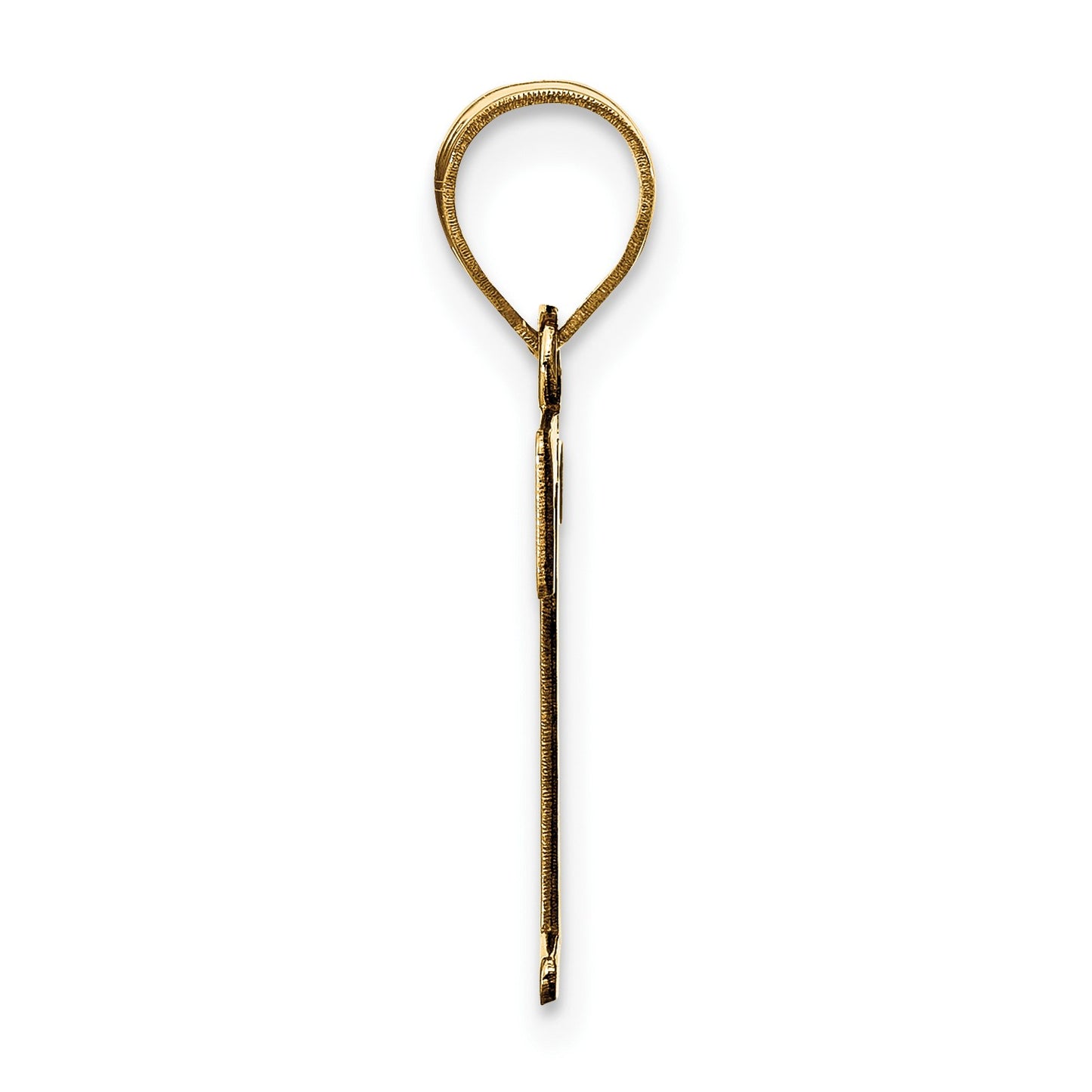 14k Polished Etched Letter T Initial Pendant