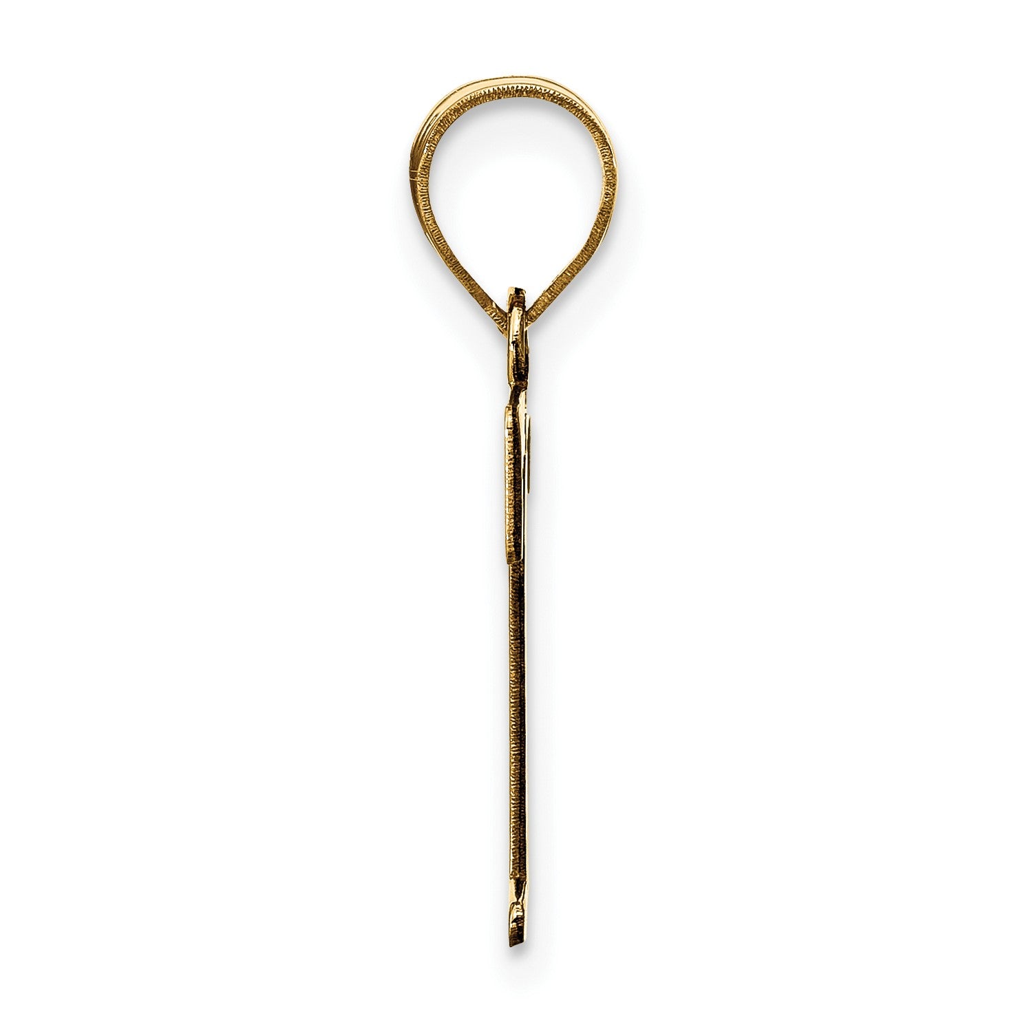 14k Polished Etched Letter T Initial Pendant