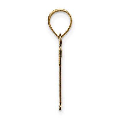 14k Polished Etched Letter T Initial Pendant