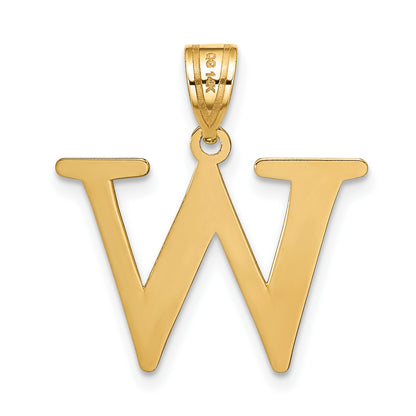 14k Polished Etched Letter W Initial Pendant