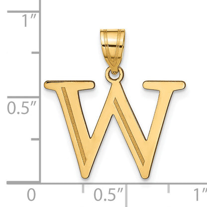 14k Polished Etched Letter W Initial Pendant