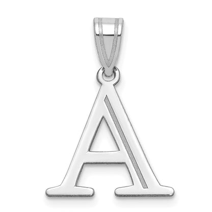 14kw Polished Etched Letter A Initial Pendant