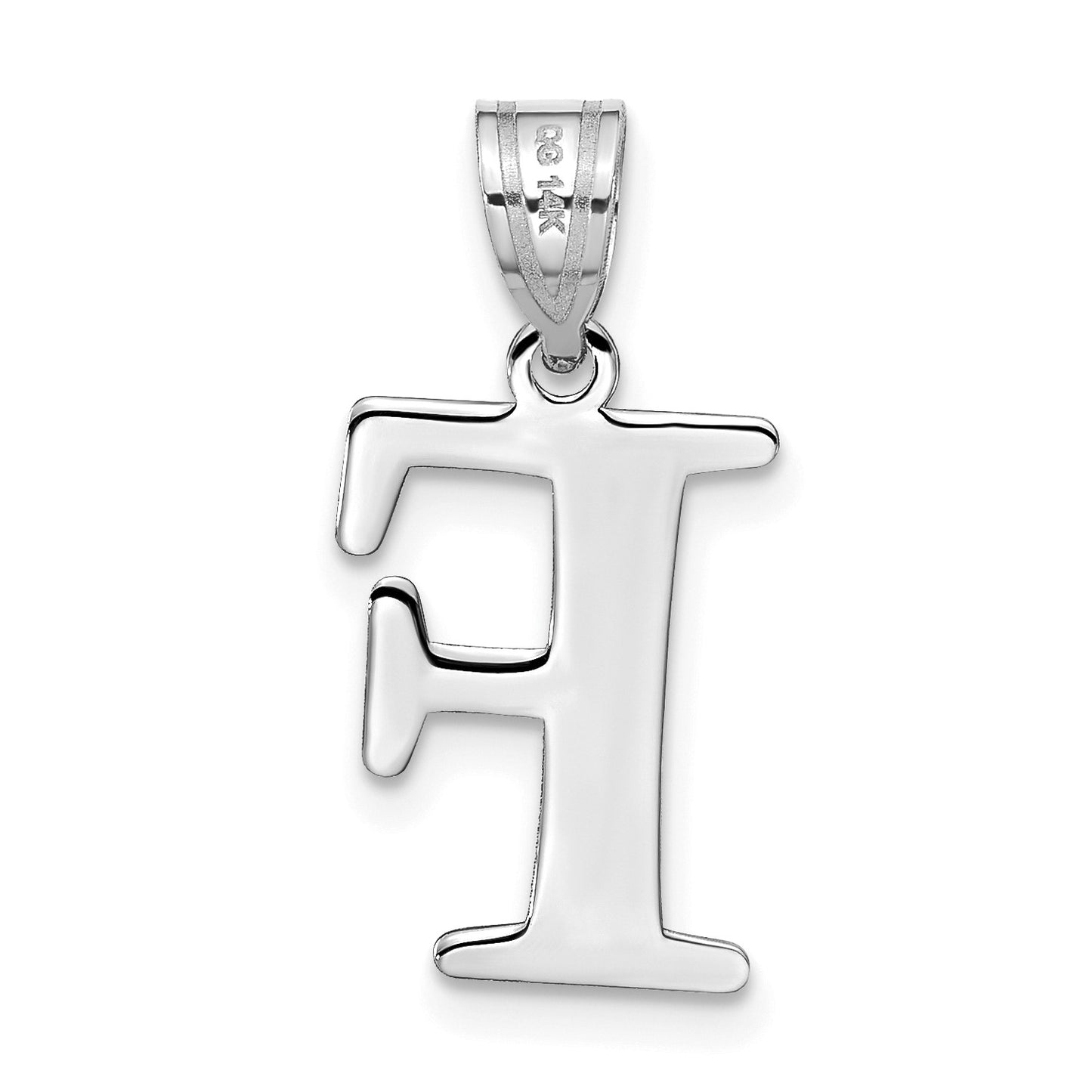 14kw Polished Etched Letter F Initial Pendant