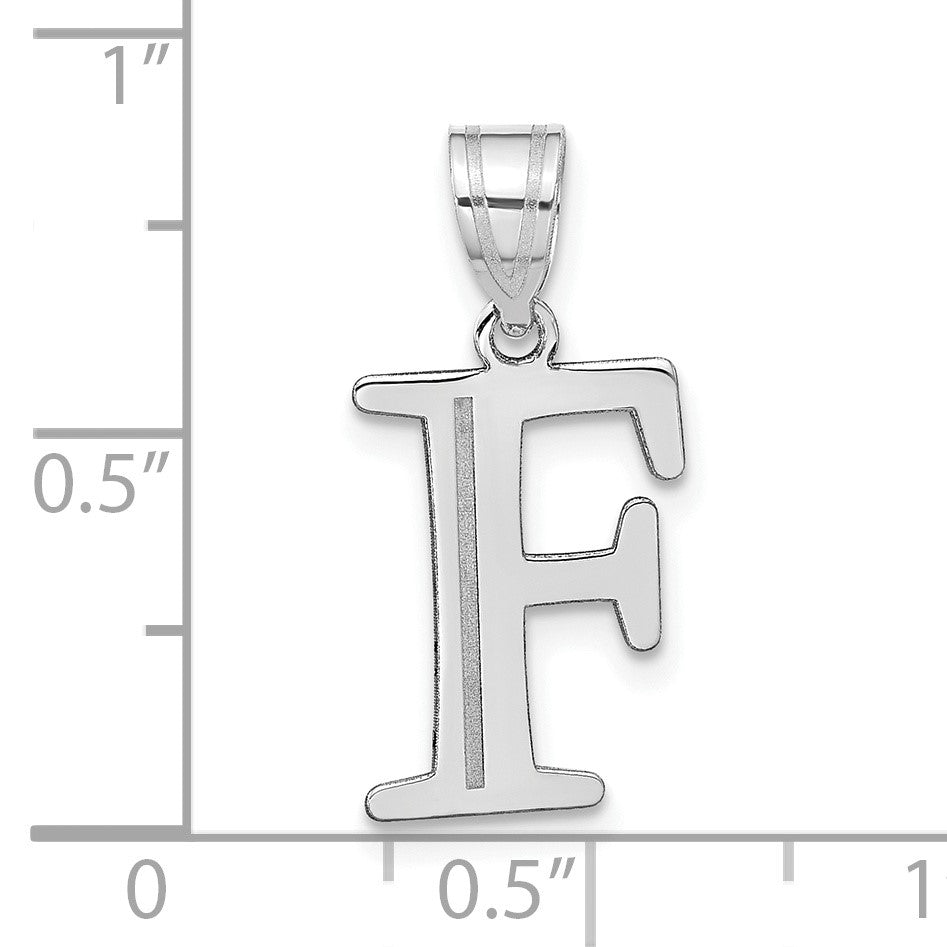 14kw Polished Etched Letter F Initial Pendant