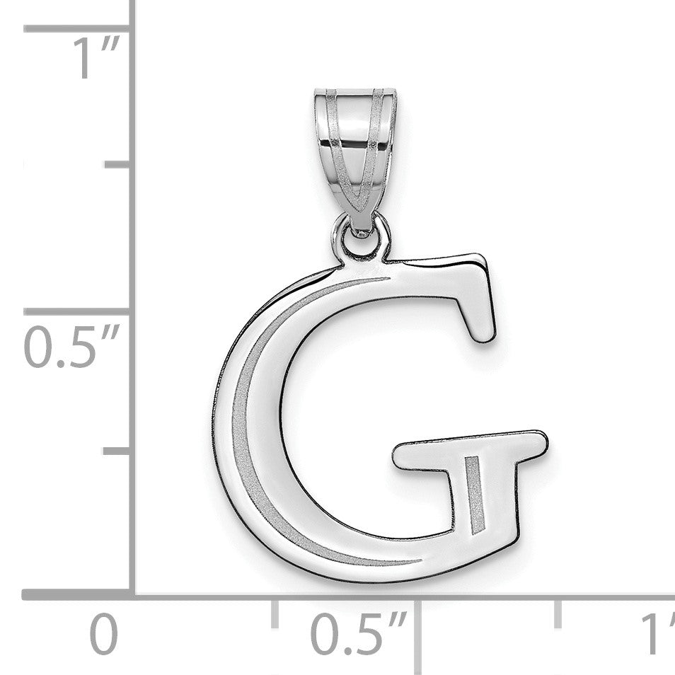14kw Polished Etched Letter G Initial Pendant