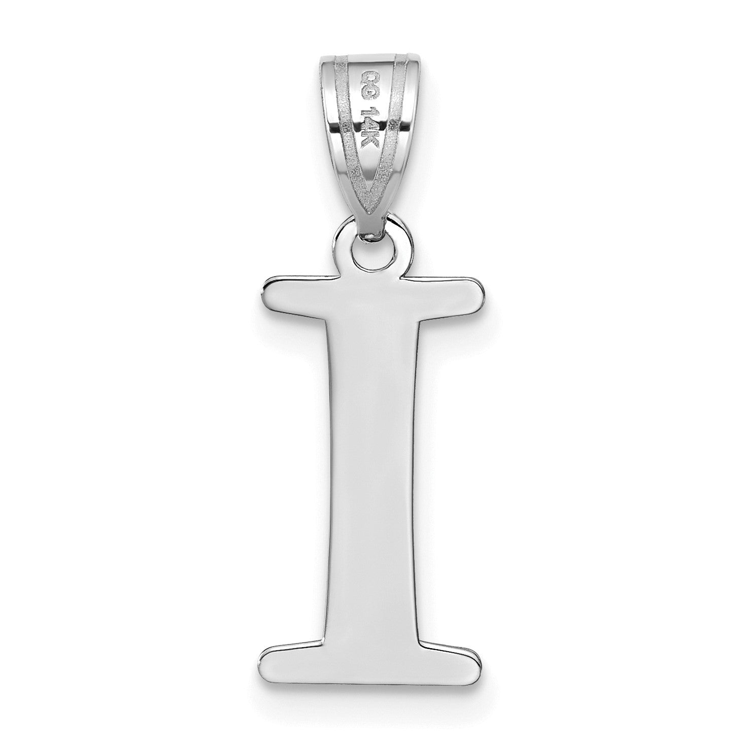 14kw Polished Etched Letter I Initial Pendant