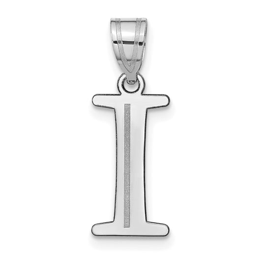14kw Polished Etched Letter I Initial Pendant