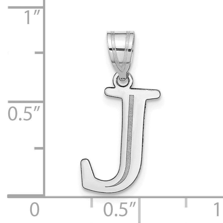 14kw Polished Etched Letter J Initial Pendant