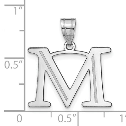 14kw Polished Etched Letter M Initial Pendant