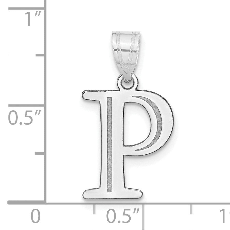 14kw Polished Etched Letter P Initial Pendant